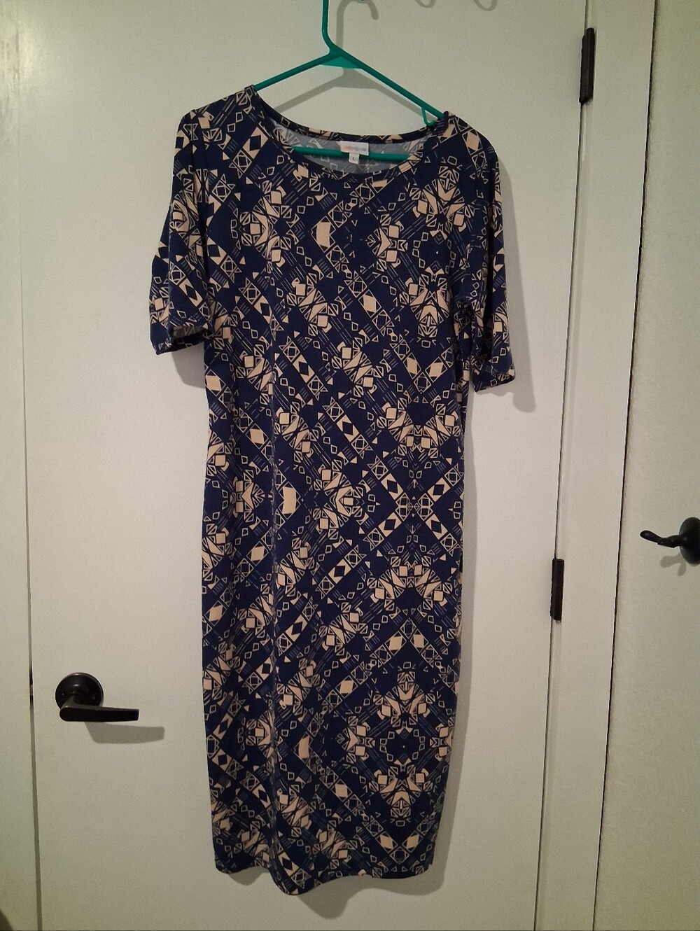LulaRoe Women’s Navy Blue Geometric Shift Dress